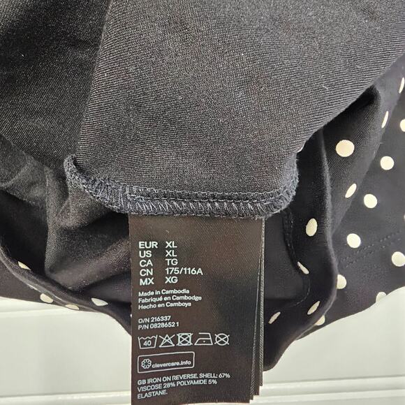 H&M Blouse women XL,Black polka dot puff sleeve Sweetheart collar top - Picture 5 of 5